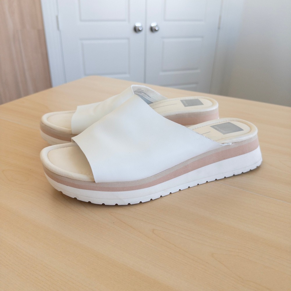 Dolce Vita Leather Sides 10 White Milo Platform Sandal Minimalist Summer Y2K